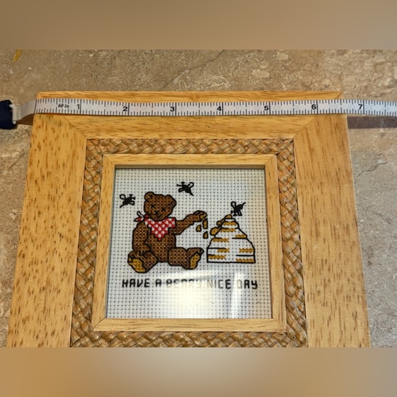 Wooden Framed Handmade Bear Cross-Stitch Art - Picture 6 of 7